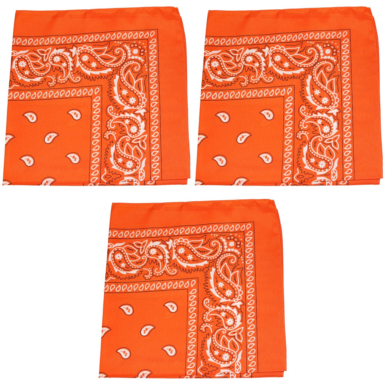 3 Pack Paisley Cotton Bandanas Classic Western Style Headwear